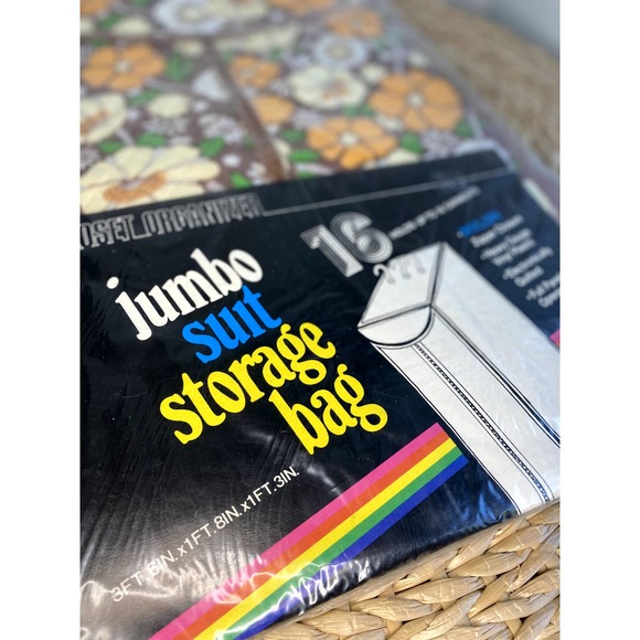 Vintage 70s Hanging Garment Jumbo Bag Closet Organizer Storage Rack Floral NEW - Picture 8 of 13